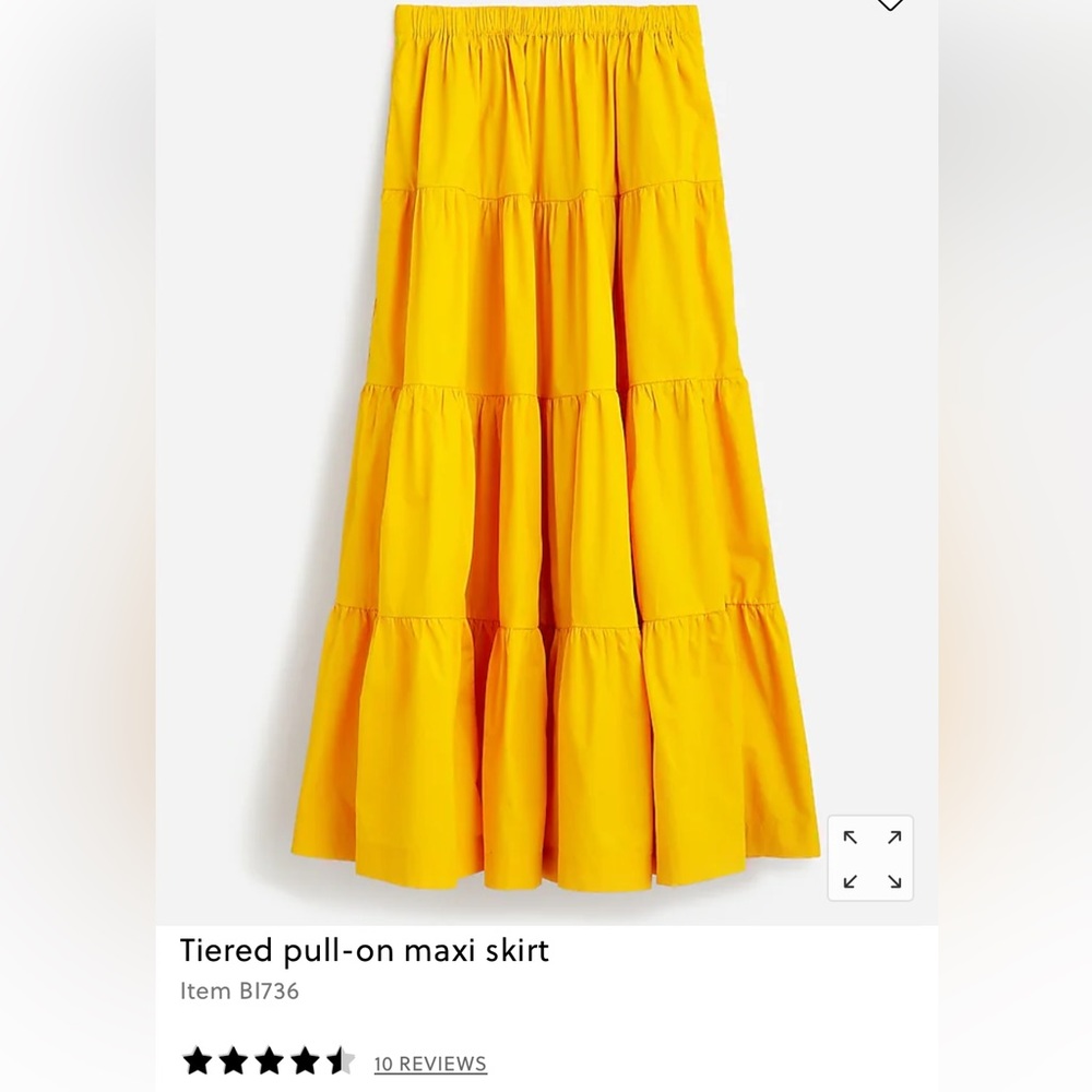 New J.Crew Tiered Pull-On Skirt (Yellow, size Small) w/tag